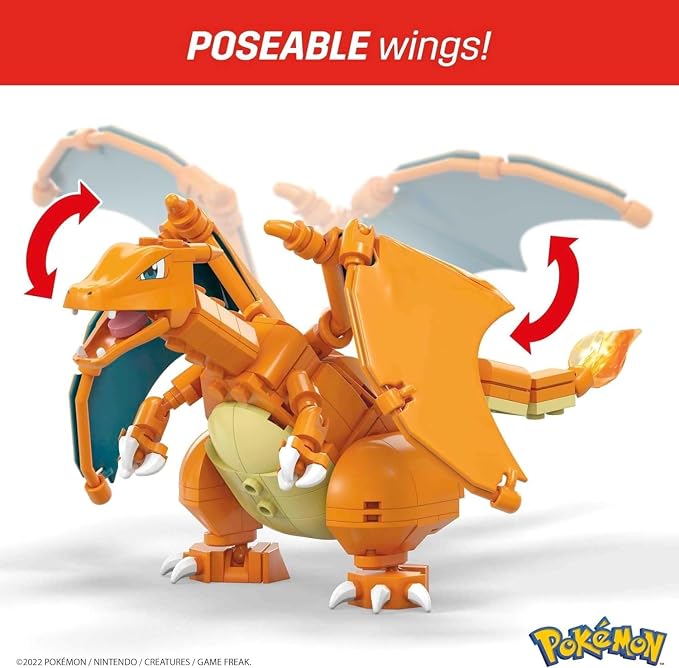 MEGA Pokémon Building Toys Set Charizard with 222 Pieces, Articulated and Poseable, 4 Inches Tall, for Kids