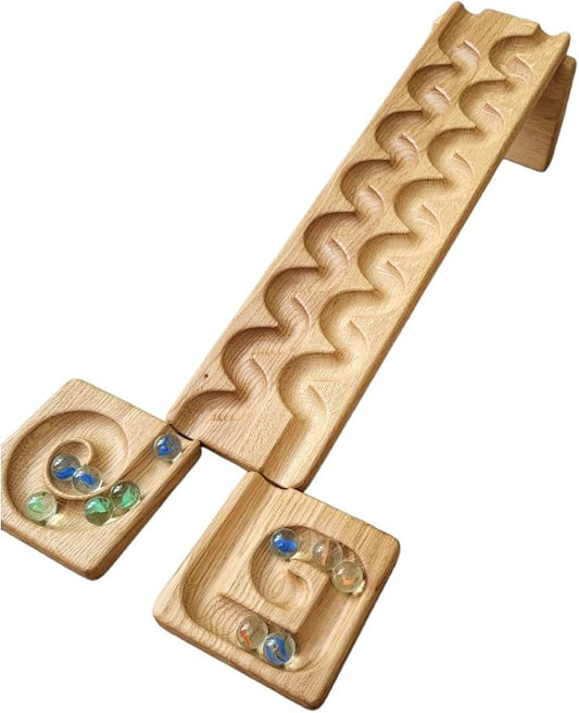 Wooden Marble Run Track – Montessori STEM Toy for Kids – Race Machine & Maze Board – Educational Wooden Roller Track Game – Wind Run Gift for Children