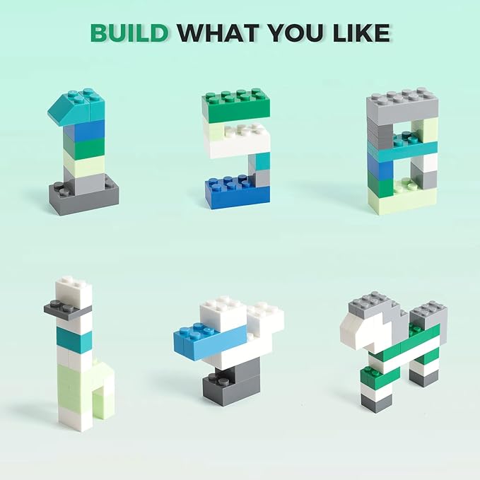 HUIZDQ 1500 Pieces Building Bricks, Classic Bulk Small Blocks, Classic Bricks Set Basic Building Blocks Compatible with All Major Brands(Natural Colors)