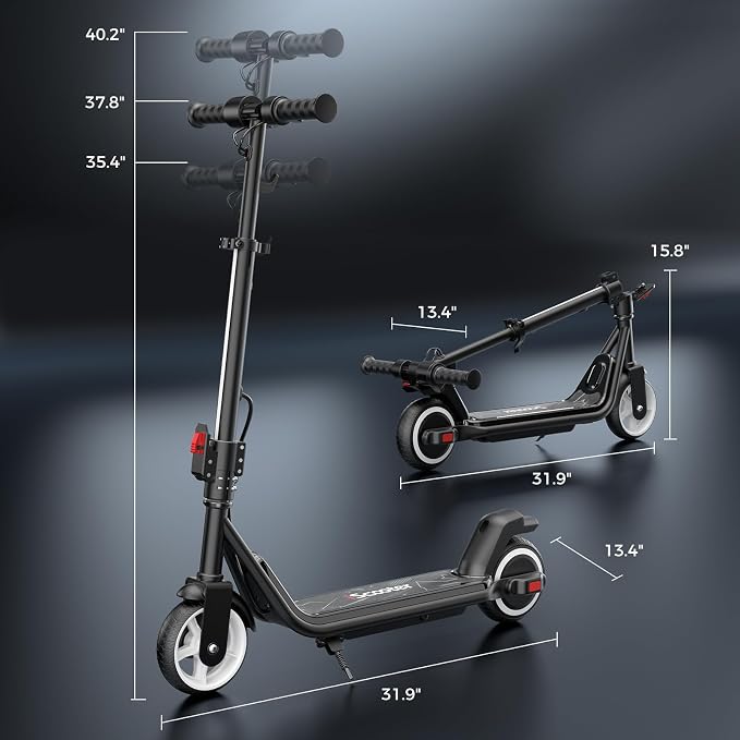 iScooter IK3 Serious Electric Scooter for Kids Aged 6-12, 3/6/10MPH Speed, Dual Brake System, 3 Heights (IK3Pro), Magnetic Charging, Colorful Lights, LED Display, 150W Motor Kids Scooter
