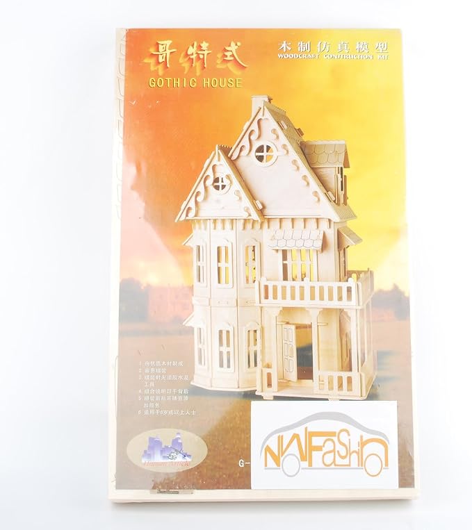 NWFashion 17" Wooden 6 Rooms DIY Kits 3D Puzzle for Christmas Party Halloween House (Gothic)
