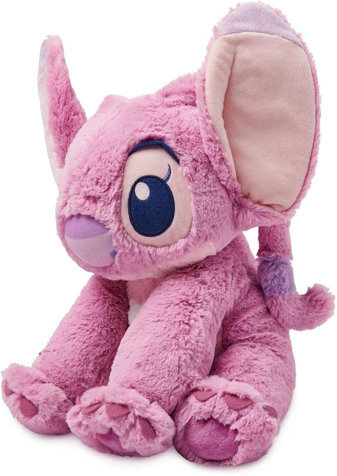 Disney Store Official Angel Medium Soft Toy for Kids - Cuddly Character with Fuzzy Texture & Embroidered Details - Flexible Floppy Ears - Disney Plushy Suitable for All Ages