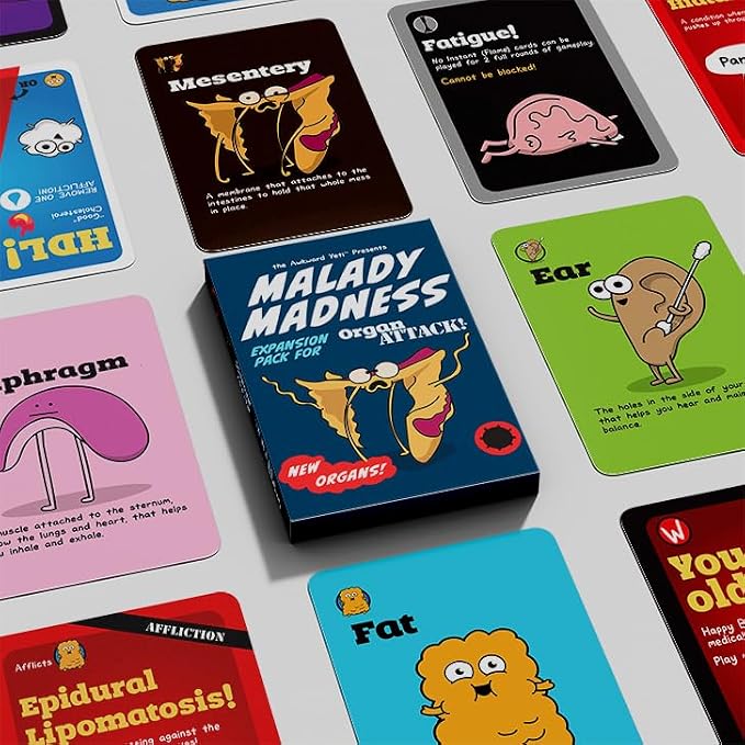 The Awkward Yeti Organ Attack Card Game Expansion Pack Malady Madness | Funny Biology, Anatomy, Science, Virus, Medical Gift | Nurse & Doctor Game | Fun Family Games for Kids and Adults