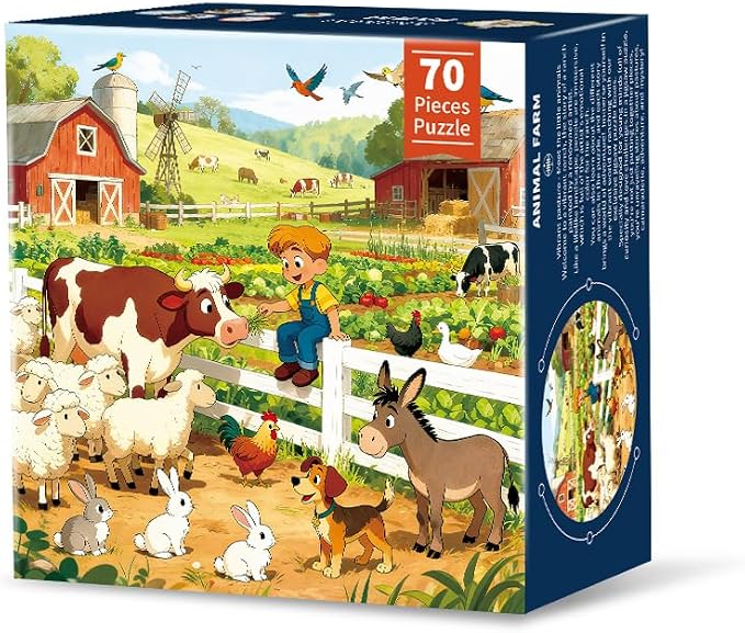 70PCS Jumbo Floor Puzzle for Kids Construction Site (Animal Farm Cow)