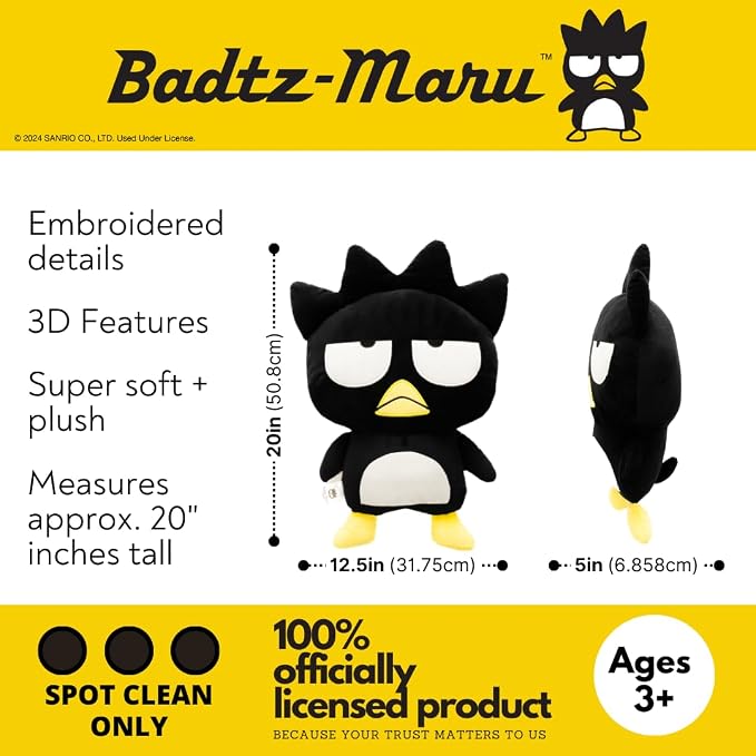 Badtz Maru Bedding Super Soft Cozy Decorative Cuddle Pillow, (Officially Licensed Product) By Franco Collectibles