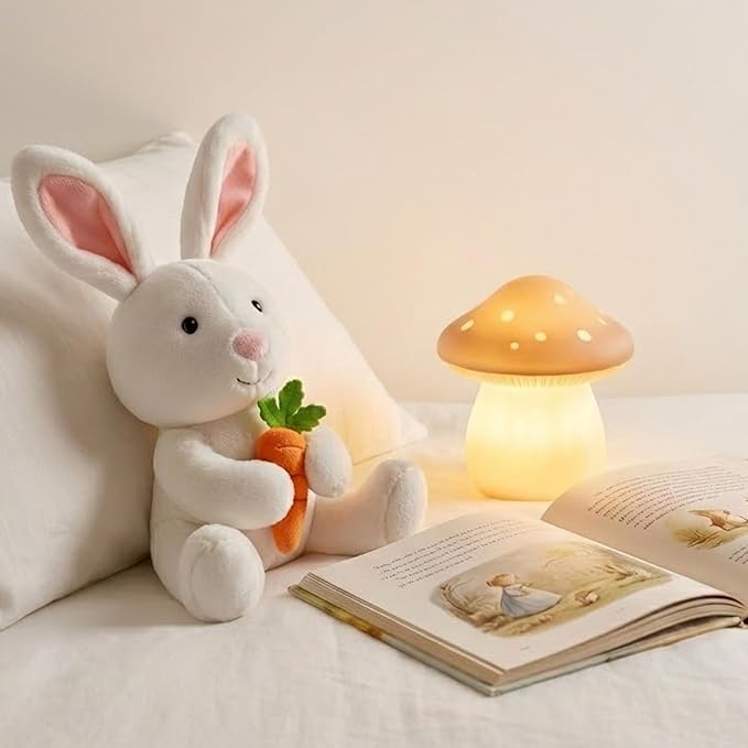 Bunny Plushie Holding Carrot Stuffed Animal Soft Toy Foodie Vegetable Theme Easter Basket Stuffers Gifts for Baby Boy Kids Children Nursery Room Decor Holiday Spring Surprise 10.6 Inch 5.1 oz