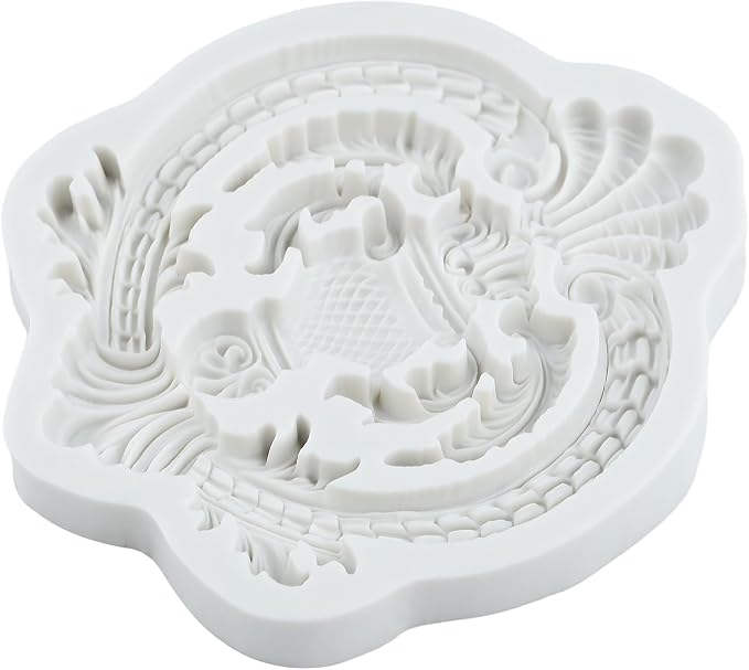 Baroque Polymer Clay Mold Baroque Curlicues Scroll Lace Relief Silicone Molds Flower Lace Filigree Mold for DIY Craft Epoxy Resin Casting Polymer Clay Tools Crafts Air Dry Jewelry Making