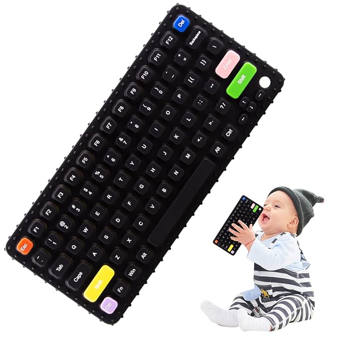 Baby Keyboard Teething Toys for Babies 0-3, 0-6, 6-12 Months | Soft Silicone Keyboard Teethers Toys | Baby Fidget Toys 0-6 Months | Infant Teether Pacifier for Breastfeeding Baby Boy Girl