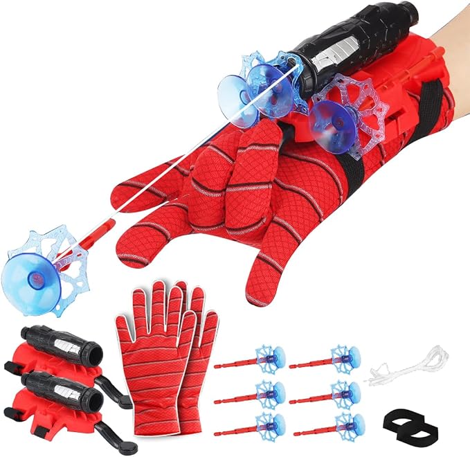2Pcs Spider Silk Launcher Set for Kids- Can Grab Small Objects,Hero Role-Play Toy,DIY Cosplay Children's Wrist Ejection Launcher,Birthday Christmas for Kids