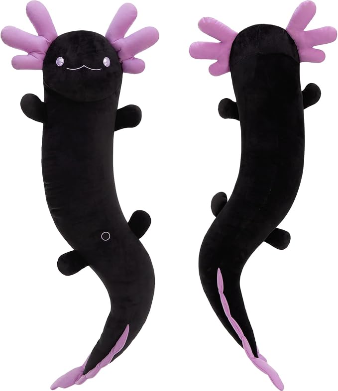MaoGoLan Giant Axolotl Plush Pillow, Big Axolotl Plush Stuffed Animal Toy for Kid Girl Boy, Jumbo Stuffed Salamander Body Pillow Glow in The Dark, Birthday Day Gift Baby Shower Party Decor, Black