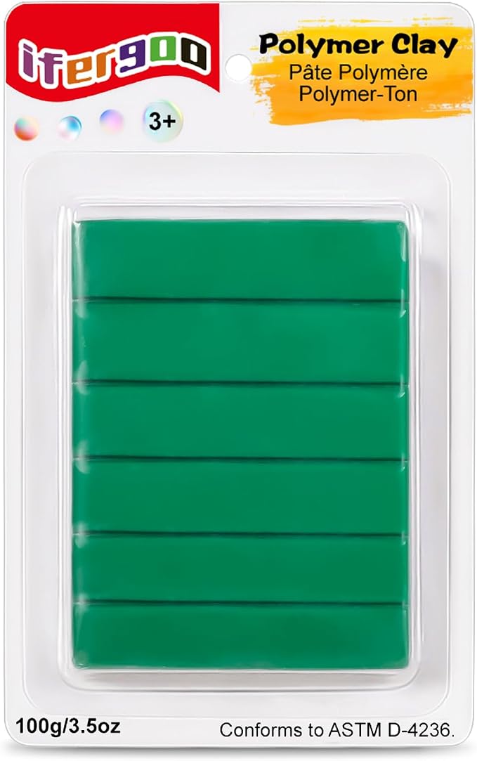 ifergoo Polymer Clay, 100g Modeling Oven Baked Model Clay for Sculpting, DIY, Artistic Creation & School Projects, Great for Kids and Adult (Dark Green)
