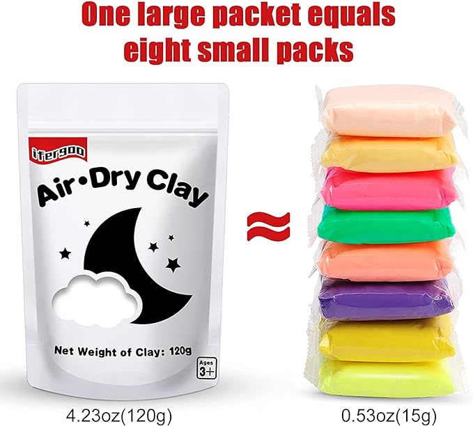 ifergoo White Air Dry Clay, Foam Magic Modeling Clay for School Art & Craft Project, Refill White Clay for Kids, Slime Supplies, Super Light & Soft, Non-Sticky, Non-Toxic, Age 3-12 Boys and Girls Gift