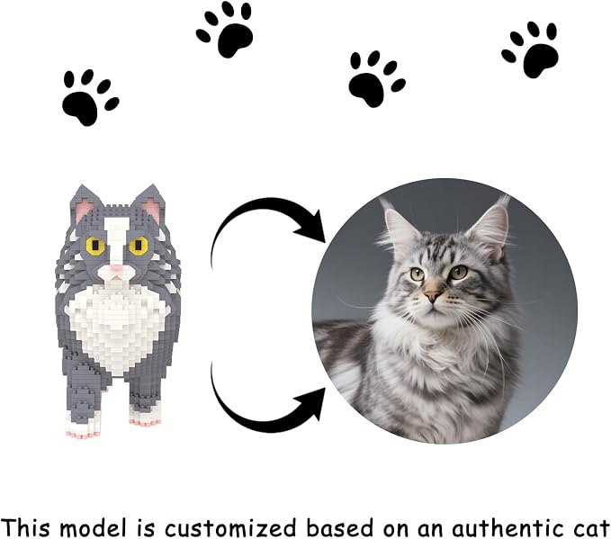 Larcele Micro Building Blocks Set, DIY Mini Building Toy Bricks for Age Over 12 Years, 1834 Pieces KLJM-05 (Maine Coon Cat)