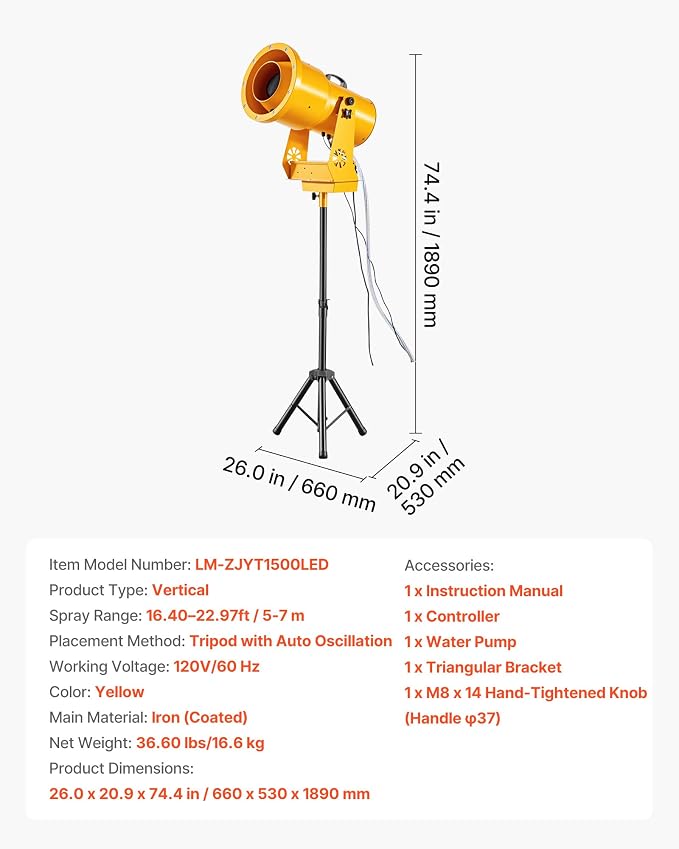 VEVOR Foam Machine, Auto Oscillation Foam Cannon Party Machine, Bubble Cannon with Fan, 3-Color LED Lights & Triangular Structure, Dense Foams Maker for Gatherings, Backyard, Celebrations & Party
