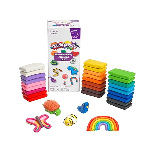 Colorations Non Hardening Clay, Set of 30 Clay Bricks, Great for Classroom or After School Programs