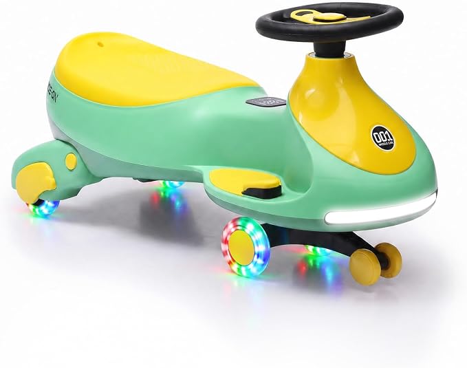 12V Electric Wiggle Car for Kids 2-in-1 Swing Car 360 Steering Pedal Ride | PP Plastic Body,Indoor Outdoor Play,Kids Activity Toy,Preschool Riding Fun,Low Gravity Design,Family Entertainment