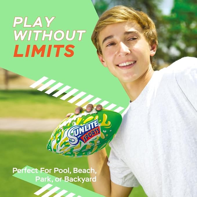 Sunlite Sports Waterproof Football for Lawn Backyard Pool Beach Lake Park Water Toy, Outdoor Play, for Kids Children Teens Adults, Family Fun