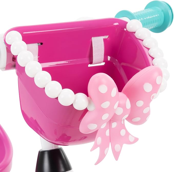 Huffy Disney Minnie Mouse Girl's Trike, Ideal for Ages 3+, Minnie Mouse Graphics, Pink Handlebar Bow Basket, Storage Bins for Snacks or Toys, Sturdy and Durable, Safe for Toddlers