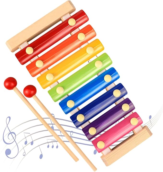 Xylophone for Toddlers, Baby Xylophone with 2 Safe Wooden Mallets and 8 Diatonic Keys, Toddler Musical Instruments Toys for Educational & Preschool Learning