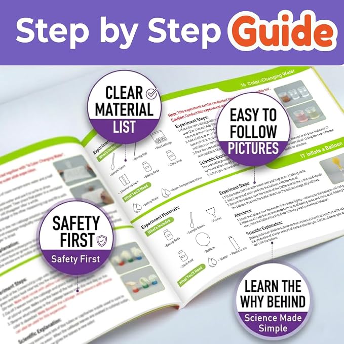 BenBen Science Kit for Kids Ages 8-12, 105 Hands-On Science Experiments with Paintable Volcano, Slime & Tornado Lab, STEM Gift for Boys Girls