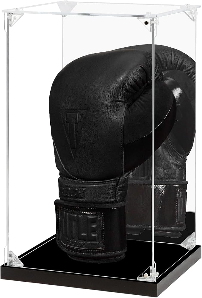 Acrylic Display Case for Collectibles Assemble Boxing Glove Display Case with Mirrored Back, Clear Acrylic Display Box Showcase for Action Figures Lego Model Doll Toys Display (8x7x13.8 inch)