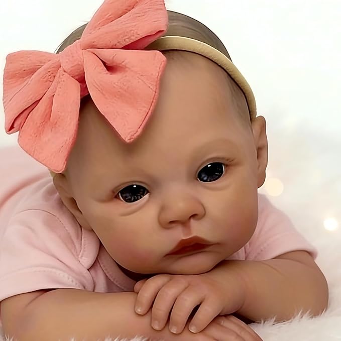 DAYOFFKIDS18Inch Sleeping Reborn Baby Doll, Realistic Newborn Baby Doll with Vinyl Body, Handmade Lifelike Washable Body Features, for Kids Ages 3+ (MadowPink)