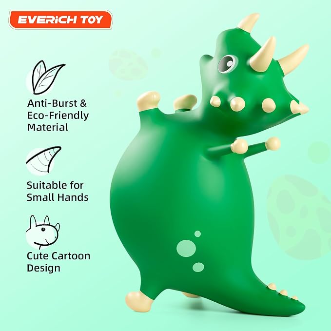 Bouncy Dinosaur Hopping Toy, Bouncy Animals Ride on Horse Hopper, Indoor Outdoor Inflatable Bouncer, Birthday Gifts for Boys Girls 4 5 6 7 8 Years Old Toddler