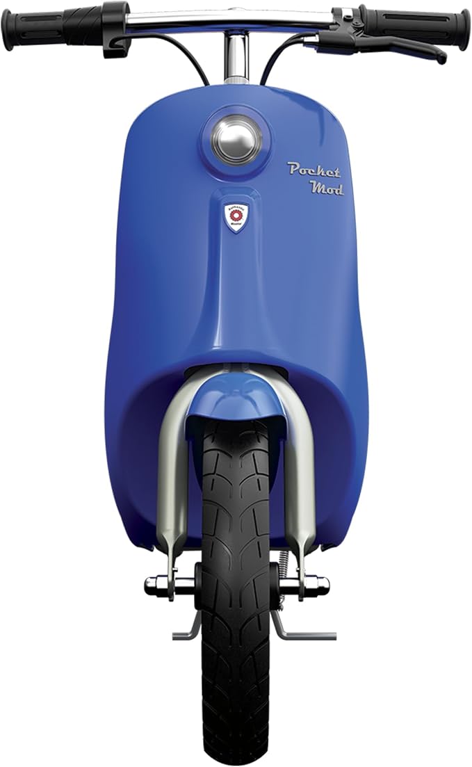 Razor Electric Retro Scooter for Ages 8+, 170 lb Max Weight, Blue, w/ 250W Motor, 12.5” Tires & 24V Battery, Up to 15 MPH, Pocket Mod – Lightweight Ride On Motorcycle Bike for Young and Teen Riders