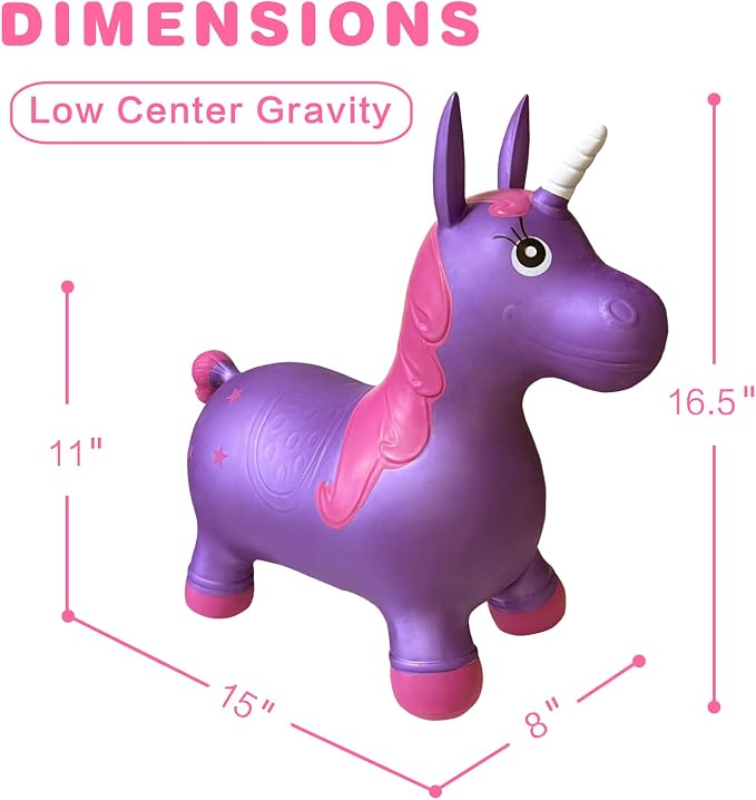 HotMax Unicorn Bouncy Horse Toys for 2 Year Old Girl, Toddlers Bouncing Animals, Ride on Rubber Jumping Toys for Baby Girl or Boy 1st Birthday Gift for 2 3 4 Year Old (Violet Unicorn)