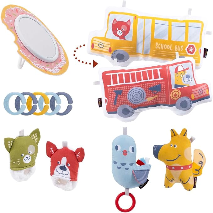 Yookidoo Baby Gym Urban- Lay to Sit-Up Play Mat, 3-in-1 Infant Activity Center with Tummy Time Pillow, Rattle Shoes & Plush Toys for Newborns, 0-12 Months