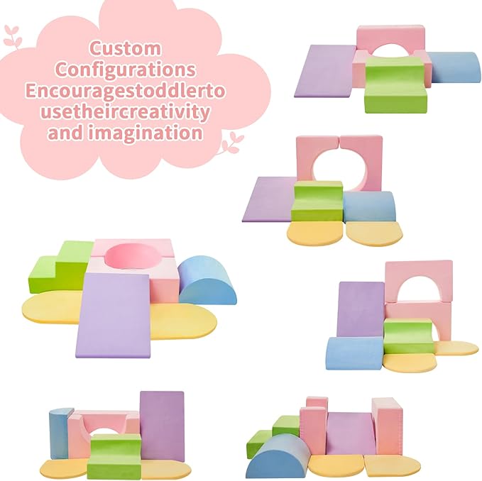 IFNOW Climbing Toys for Toddlers Indoor,7-Piece Foam Toddler Climbing Blocks Set, Colourful Soft Play Climbing,Play Gym Climber Structures for Toddler,Climb and Crawl Play Set with Widended Velcro