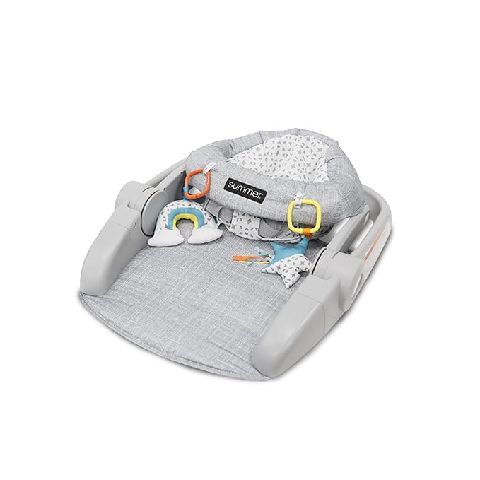 Bright Starts Learn-to-Sit 2-Position Floor Seat (Heather Gray) – Sit Baby Up in This Adjustable Baby Activity Seat Appropriate for Ages 4-12 Months – Includes Toys, Funfetti Neutral
