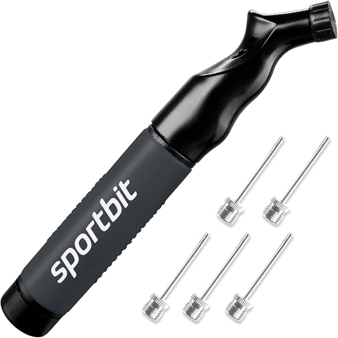 SPORTBIT Ball Pump for Sports Balls - Push & Pull Inflating System - Hand Pump for Exercise Balls - Volleyball Pump, Basketball Inflator, Ball Air Pump - Goes with 5 Needles Set