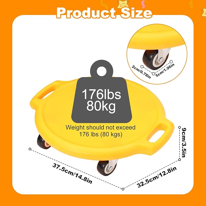 Sports Scooter Board with Handles Sitting Scooter Board with Universal Wheels Manual Sport Scooters Plastic Casters Floor Scooter Board for Gym Physical Education Equipment Indoor Outdoor