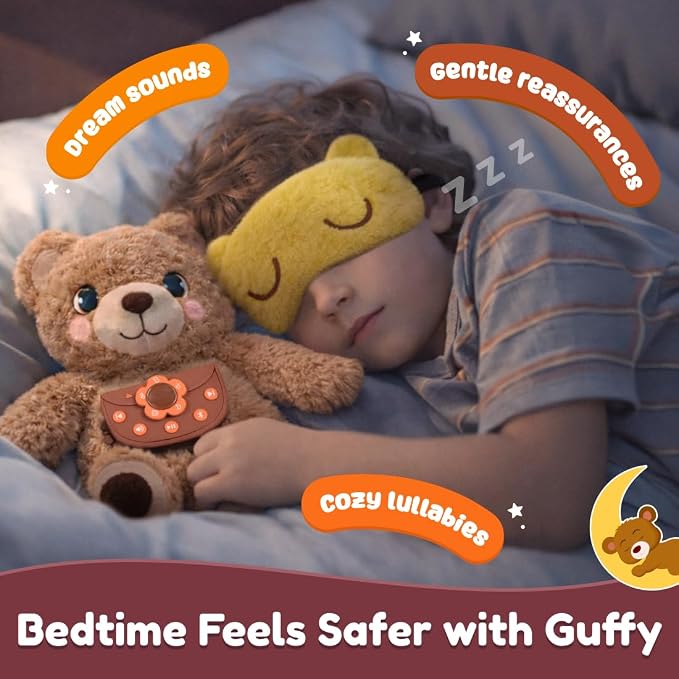 Lovabies Guffy by PlayShifu | Interactive Plush Toy for Kids Aged 3–5 | Built-In Calming Breathing Activities, Stories & Lullabies | Screen-Free Emotional Companion | The Smart Bear That Hugs You Back