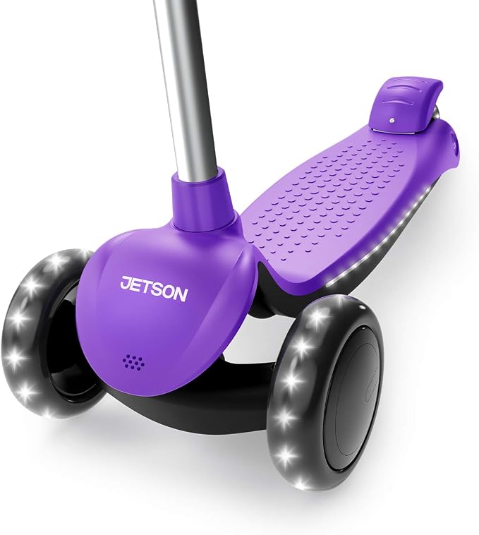 Jetson Lumi 3 Wheel Light-Up Kick Scooter for Girls or Boys, Ages 3+ - Max Grip Light Up Deck and PVC Wheels- Adjustable Height