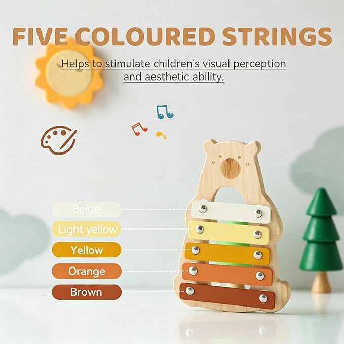 Lovely Xylophone for Toddlers, Early Childhood Development Musical Instruments for Toddlers, Wooden Xylophone for Kids,Musical Instruments Toys for Preschool Percussion Learning (Bear)