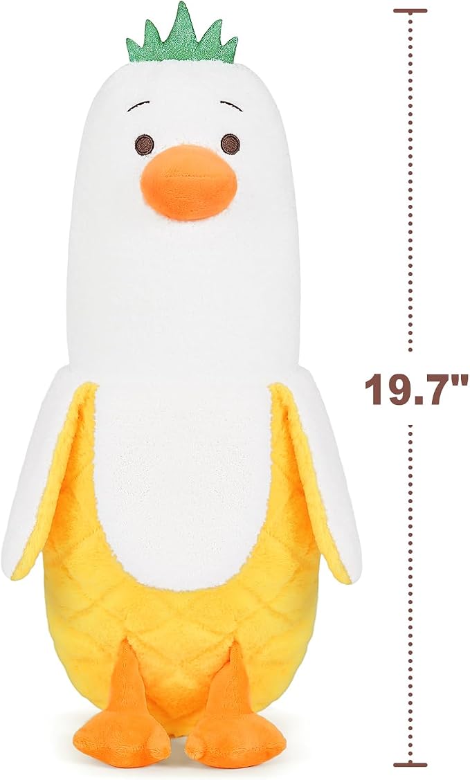 PEACH CAT Pineapple Banana Duck Plush Pillow Duck Stuffed Animal Cute Fruit Plushie for Girls and Boys White 19.7"