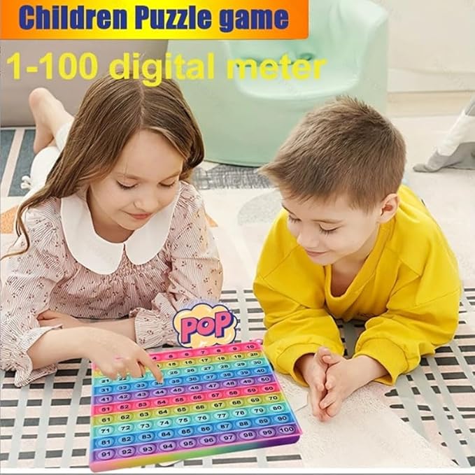 Yadishen Multiplication Table Hundred Board Math Game P0PP Toy, Exercise Children's Logical Thinking,Pop Fidget Toys, Fidget Game Math Manipulatives Kindergarten [1-100 Number Table]