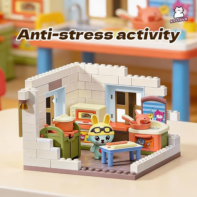 Koko's Cat Town DIY Miniature House Kit, Tiny White House Series Kitchen Building Kit, Purrfect Dollhouse with 256PCS, Cat Toys Gift for Girls Boys Teens Kids Ages 3+