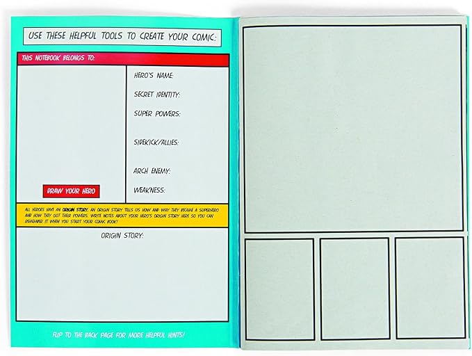 Fun Express Blank Comic Book for Kids 12 Books - Drawing Book Activity Pad with Pre-Printed Panels & Stencils | How to Draw Comics Kit for Boys & Girls Ages 4-12