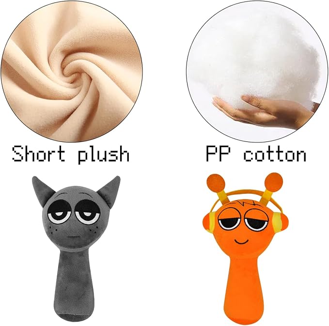 Plush Toys, Horror Games Plushies Toy for Fans, Soft Stuffed Animal Pillow Figure Doll Christmas Birthday Gifts for Adult Kids (Gray+Orange)