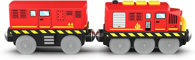 Train Toys Battery Operated Locomotive Trains for Wooden Track, Motorized Train for Toddlers with Magnetic Connection, Compatible with Thomas, Brio, Chuggington, Melissa and Doug