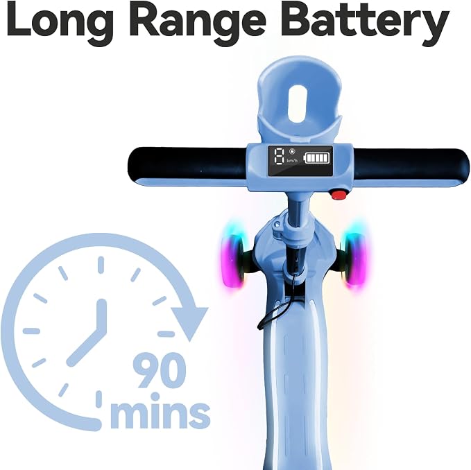 3 Wheel Electric Scooter for Kids Ages 3-10, w/Storage Basket, LCD Screen, Full Body Lights Up, Wide Deck, 5Mph Safe Speed, 90min Riding, Balance Foldable Kick Scooter for Boys & Girls