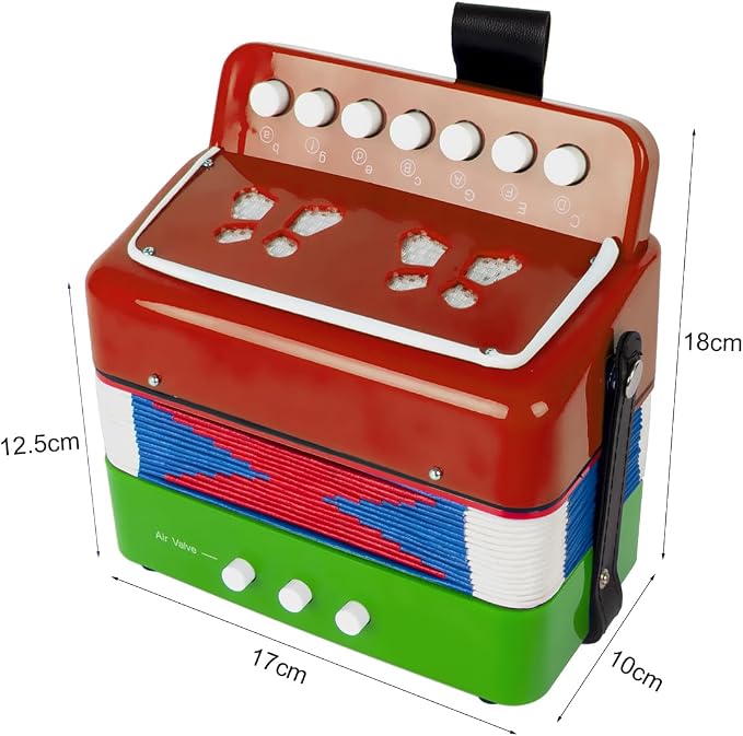Button Accordion, Horse 10 Keys Control Kids Accordion Musical Instruments for Kids Children Beginners Lightweight and Environmentally-friendly (Mixer Color)