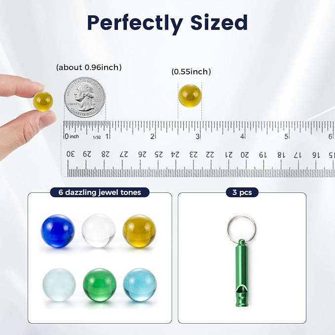 POPLAY 200PCS Marbles Bulk with Whistle, for Marbles Run and Racing Games