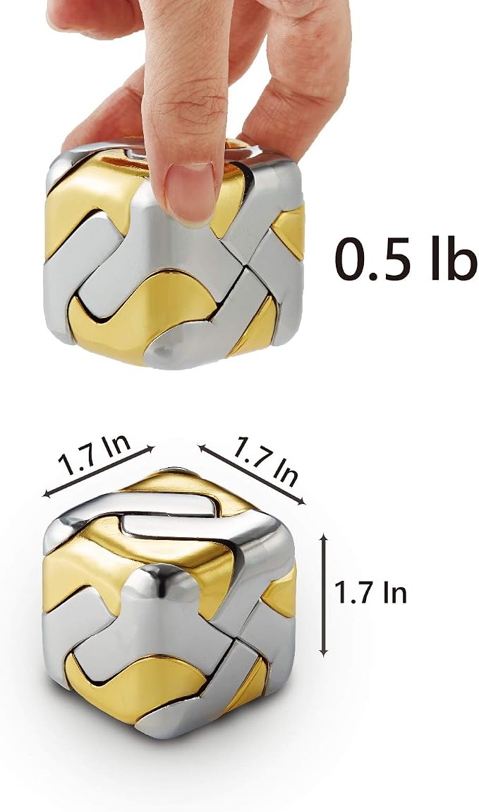 3D Brain Teasers Metal Puzzles Toy, Mind Puzzles for Adults Hand Smart Gifts for Boy and Girls Gold and Silver