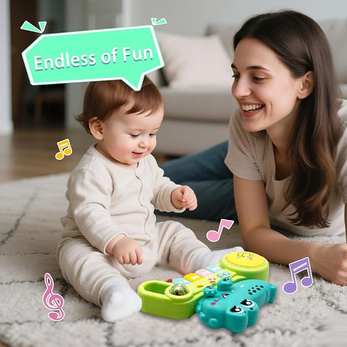 Cute Crocodile Piano for Baby Musical Toys 18M+, Early Learning Light up Music Keyboard Infant Toy Perfect Christmas Birthday Gifts for Boy & Girl Age 2 3 Years Old (Cute Crocodile)