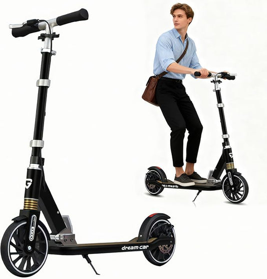 Scooter for Kids 8-12, Teens and Adults, Folding Kick Scooter with Adjustable Height, 8IN Big Wheels Scooters W/Anti-Shock Suspension, Up to 300 Lbs, Bearing ABEC9
