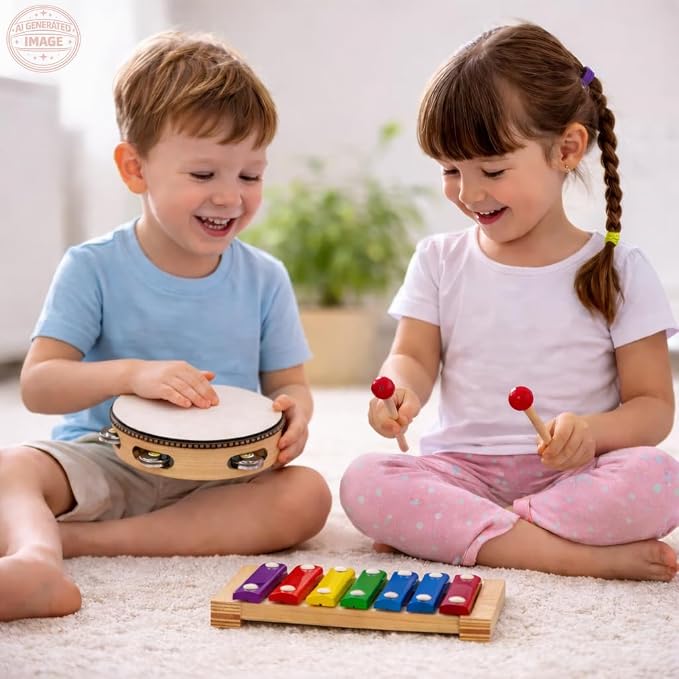 Stoie's Musical Toys for Toddlers, Wooden Percussion Instruments Toy for Kids Baby Preschool Educational Musical Toys Set for Boys and Girls with Storage Bag